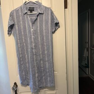 Tahari blue linen dress/tunic